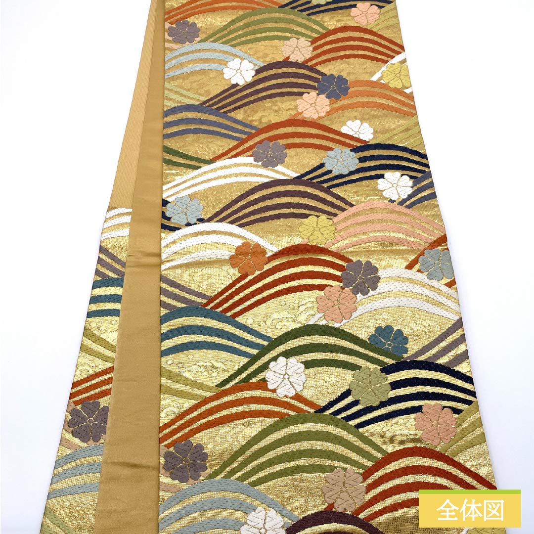 袋帯 正絹 留袖用 桜 帯丈426cm Sランク 六通 フォーマル 金系 1123013612321