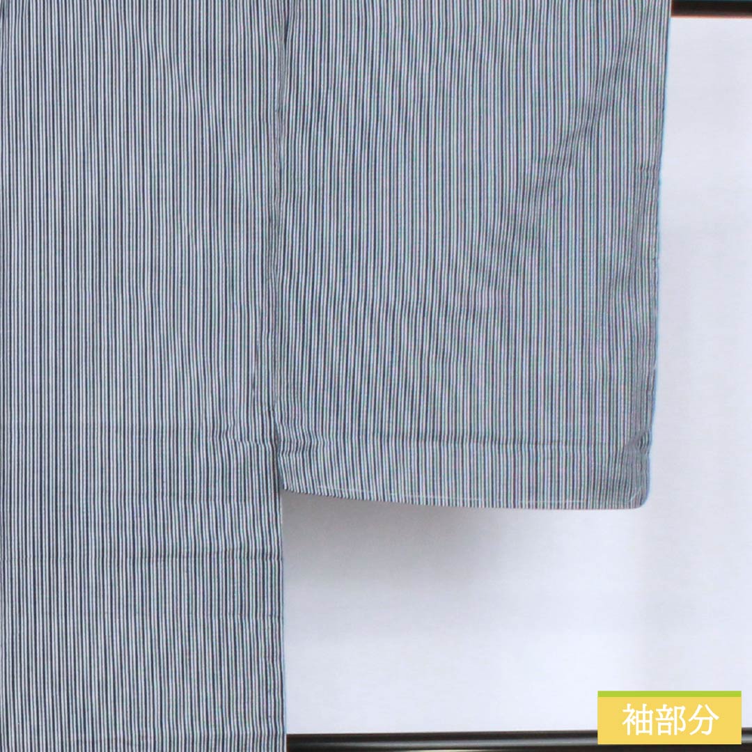Men's Cotton Yukata, Length 137cm, Sleeve Length 67cm, Navy Blue, Striped, S Rank, Single Layer, Navy Blue, 1138000052318