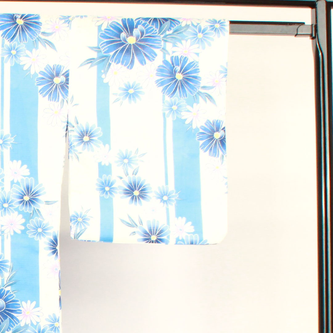 Yukata, floral pattern, cotton, S rank, single layer, length 161cm, sleeve length 65.5cm, white, 1118001482411