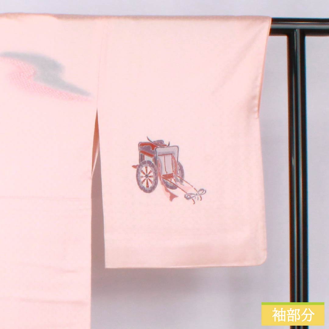 訪問着 正絹 Sランク 袷 身丈166cm 裄丈65cm 曙色(あけぼのいろ) 京友禅 付下げ 御所車 流水 ピンク系 1112006512513