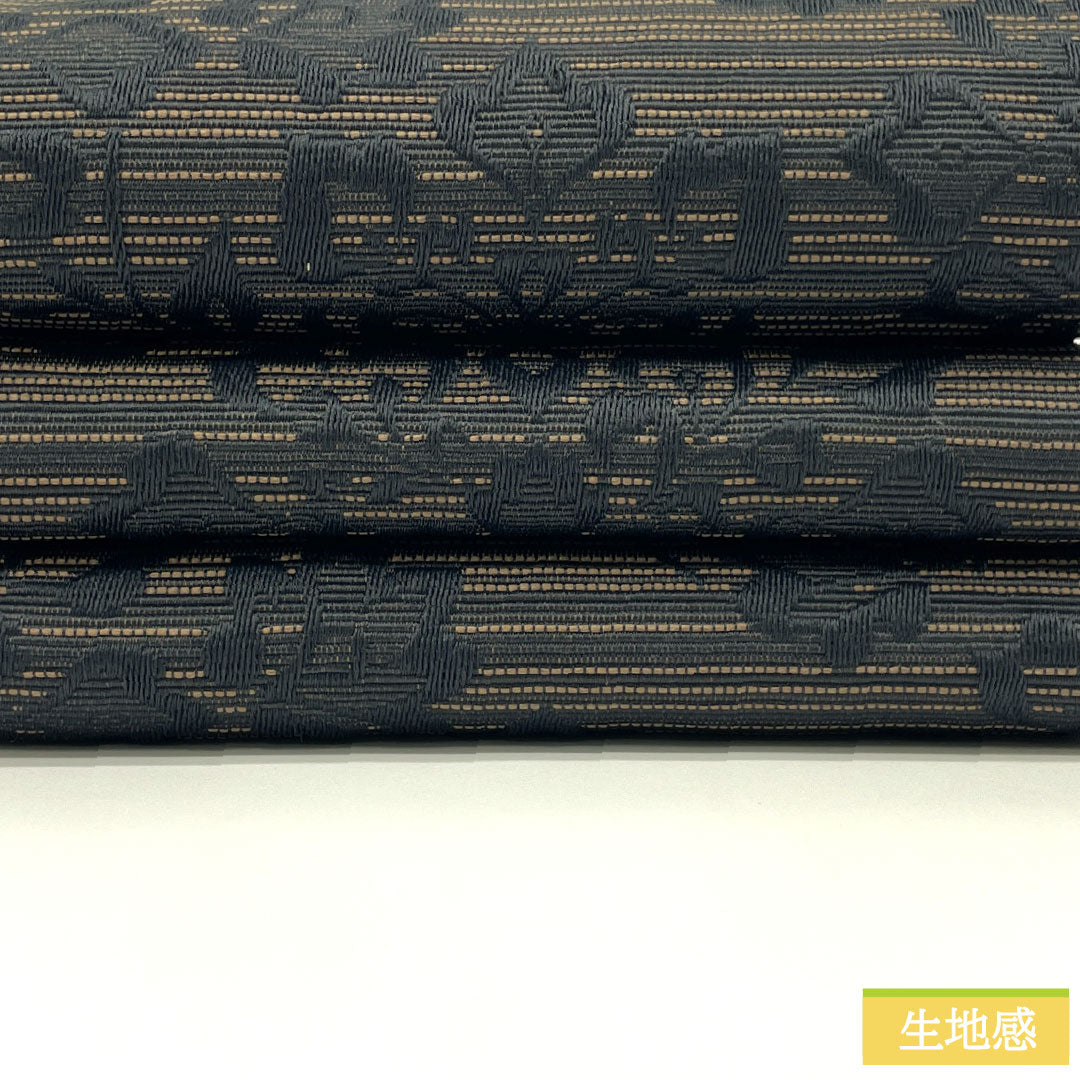 (New) Half-width obi, polyester, NEW rank, black (kuroiro) and kai kōshoku (reddish-brown), reversible, karahana floral pattern, abstract floral pattern, obi length 400cm, black-based, 1125002361410