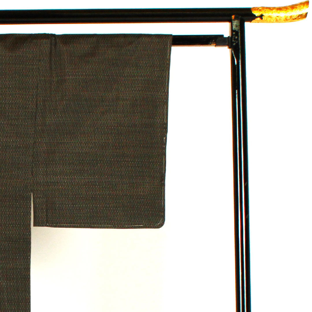Men's Length 144cm Sleeve length 67cm Oshima Tsumugi ensemble Pure silk S rank Awase Black 1119000202410