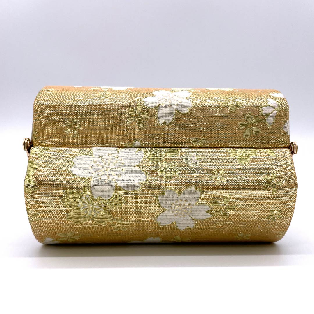 Formal Japanese style bag, vermilion (hanezuiro), for furisode, cherry blossom, classic pattern, orange, A rank, 113900038326