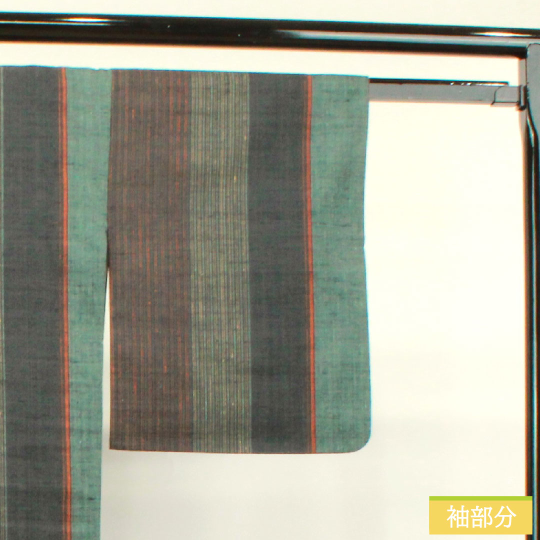 真綿紬 正絹 身丈158.5cm 裄丈64.5cm 縞模様 Sランク 袷 グラデーション系 1116003052399