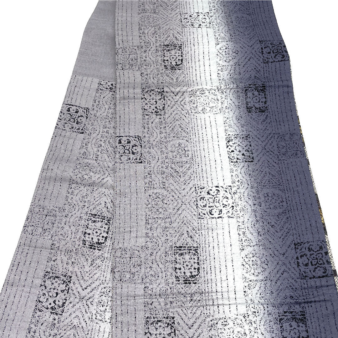 袋帯 両面全通 横段 抽象模様 リバーシブル 帯丈452cm 正絹 Sランク 全通 カジュアル グレー系 1123004592422