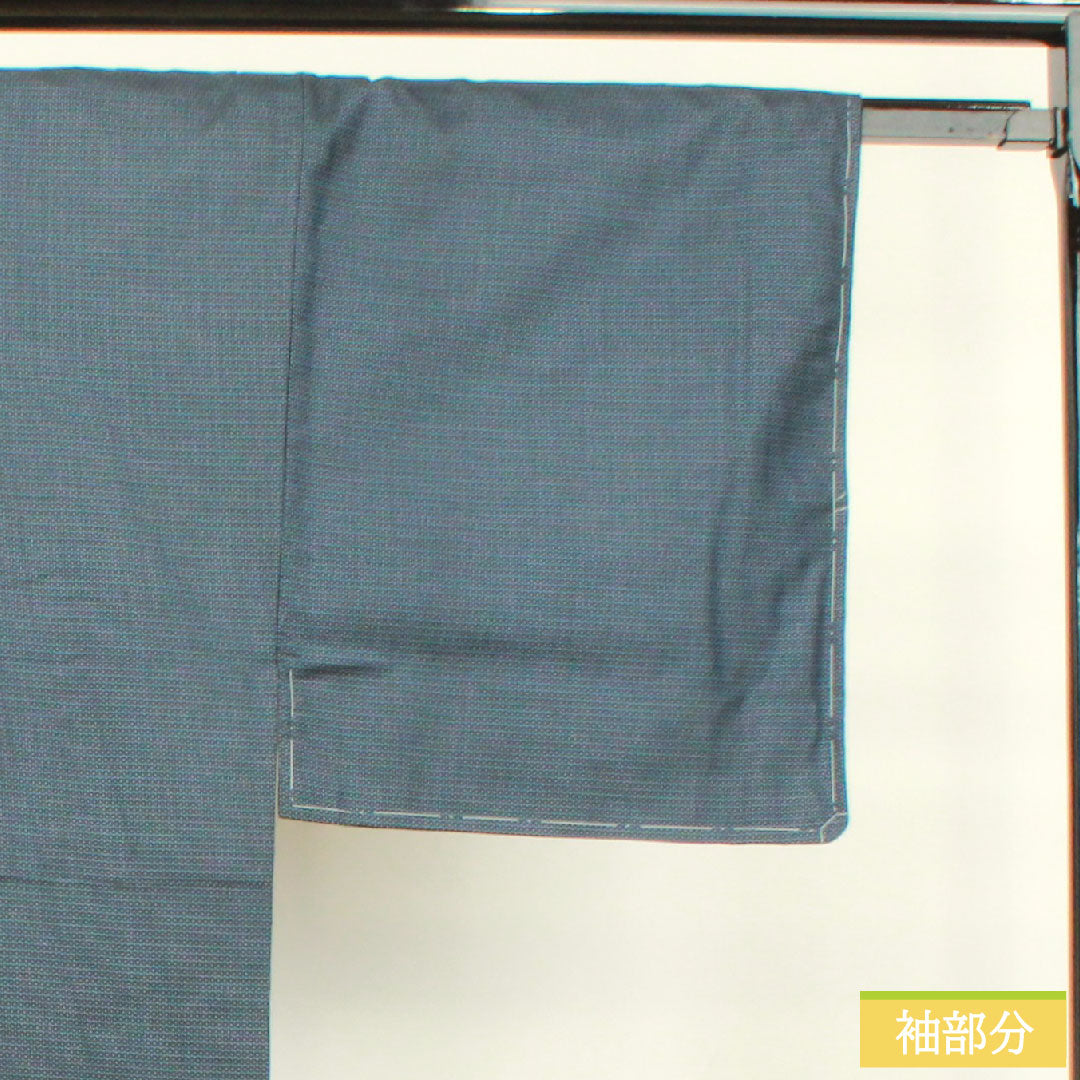 男物 正絹 身丈145cm 裄丈70.5cm 大島紬 亀甲模様 しつけ糸付き 未使用品 Sランク 袷 紺系 1119000792418