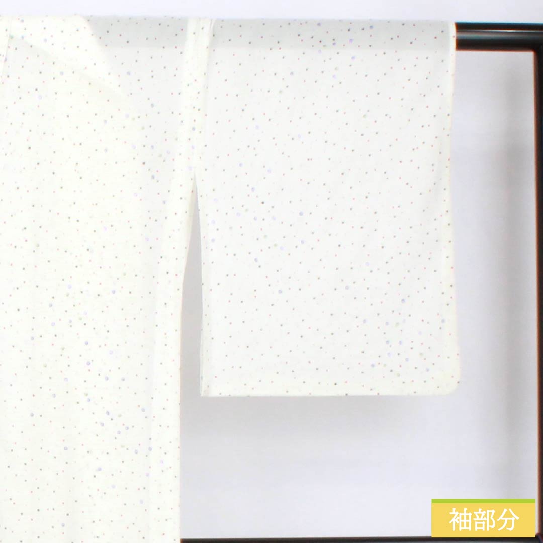 夏物 ポリエステル 小紋 身丈168cm 裄丈66cm ドット柄 洗える着物 絽 Aランク 白系 1132002263511