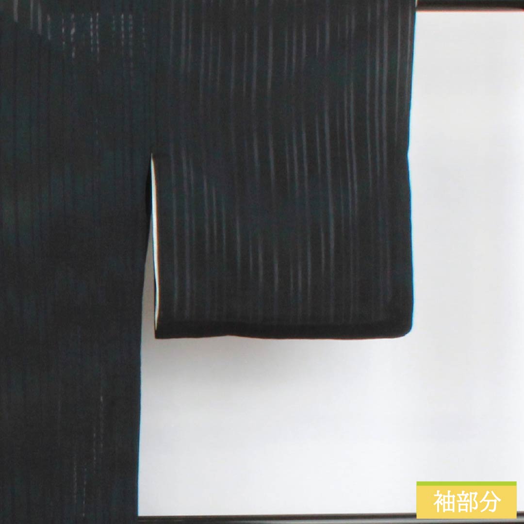 夏物 正絹 色無地 身丈161cm 裄丈63cm 竪絽 ボカシ染 うそつき襦袢 絽 Aランク 黒系 1132002723410