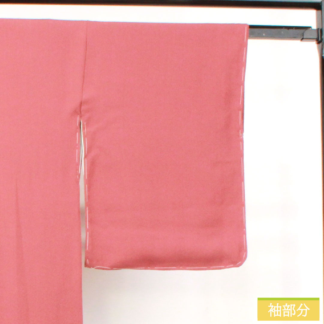 Plain color, pure silk, length 164cm, sleeve length 67.5cm, sappan color, plain color, one crest, chuin katabami, lined, A rank, red, 1114001303412