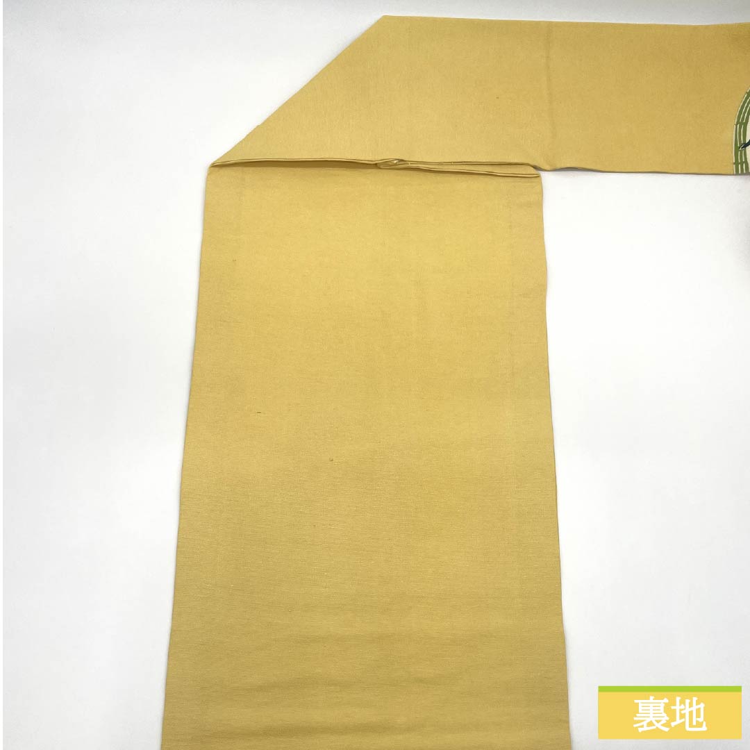 名古屋帯 正絹 Bランク 淡黄色色(たんこうしょくいろ) 型染 菖蒲 帯丈350cm ポイント柄 カジュアル 黄系 1124009704323 名古屋仕立て