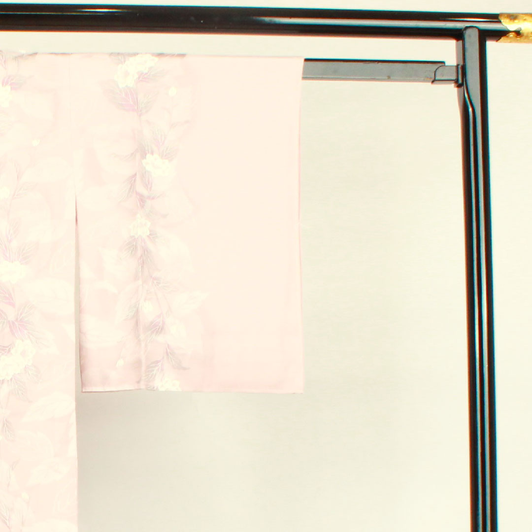 長襦袢 正絹 身丈122cm 裄丈64cm 袷 草花模様 Sランク ピンク系 1129000412113