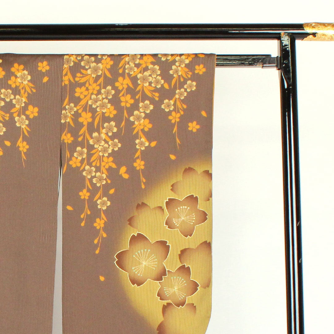 Homongi (formal kimono), polyester, lined, length 167cm, sleeve length 67cm, washable, cherry blossom, A rank, brown, 1112000393514