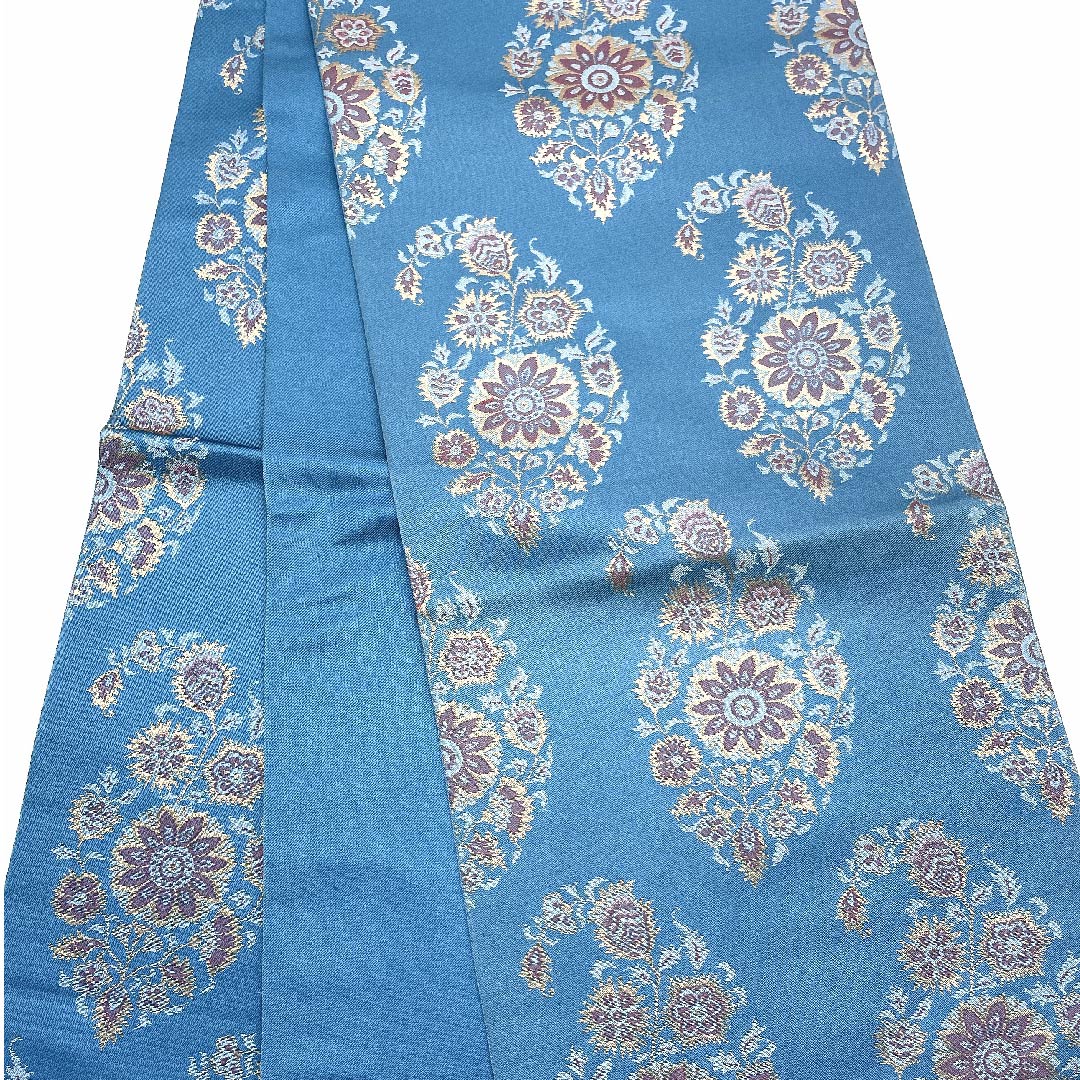 (未仕立)袋帯 次縹色(つぎのはなだいろ) 織悦 印度更紗 竜頭花文 帯丈416cm 正絹 NEWランク 六通 セミフォーマル 青系 1123006931317