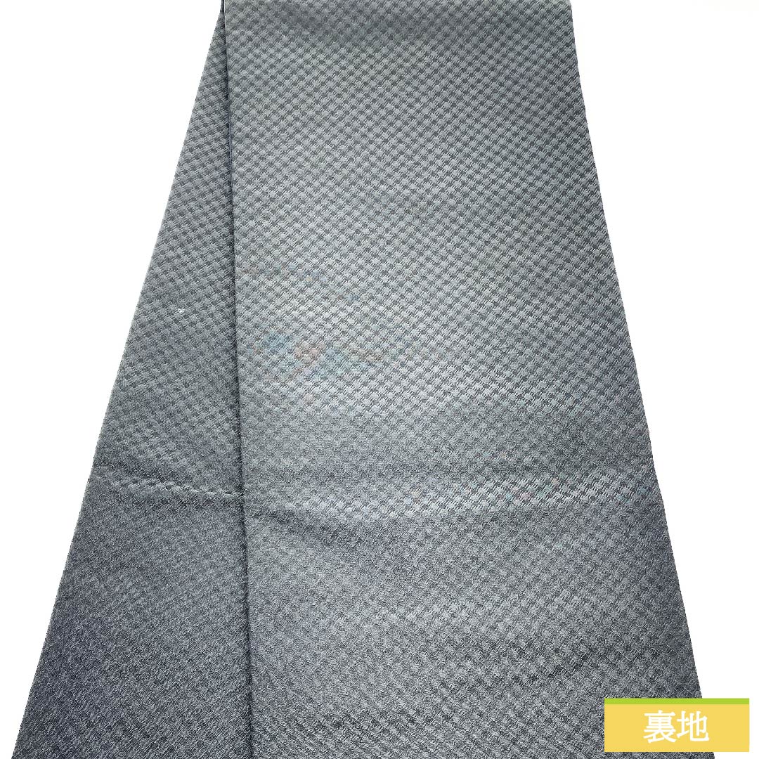 名古屋帯 京袋帯 燻色 よろけ横段 幾何学模様 古典柄 帯丈388cm ポリエステル NEWランク 六通 カジュアル 黒系 1124005421310 京袋