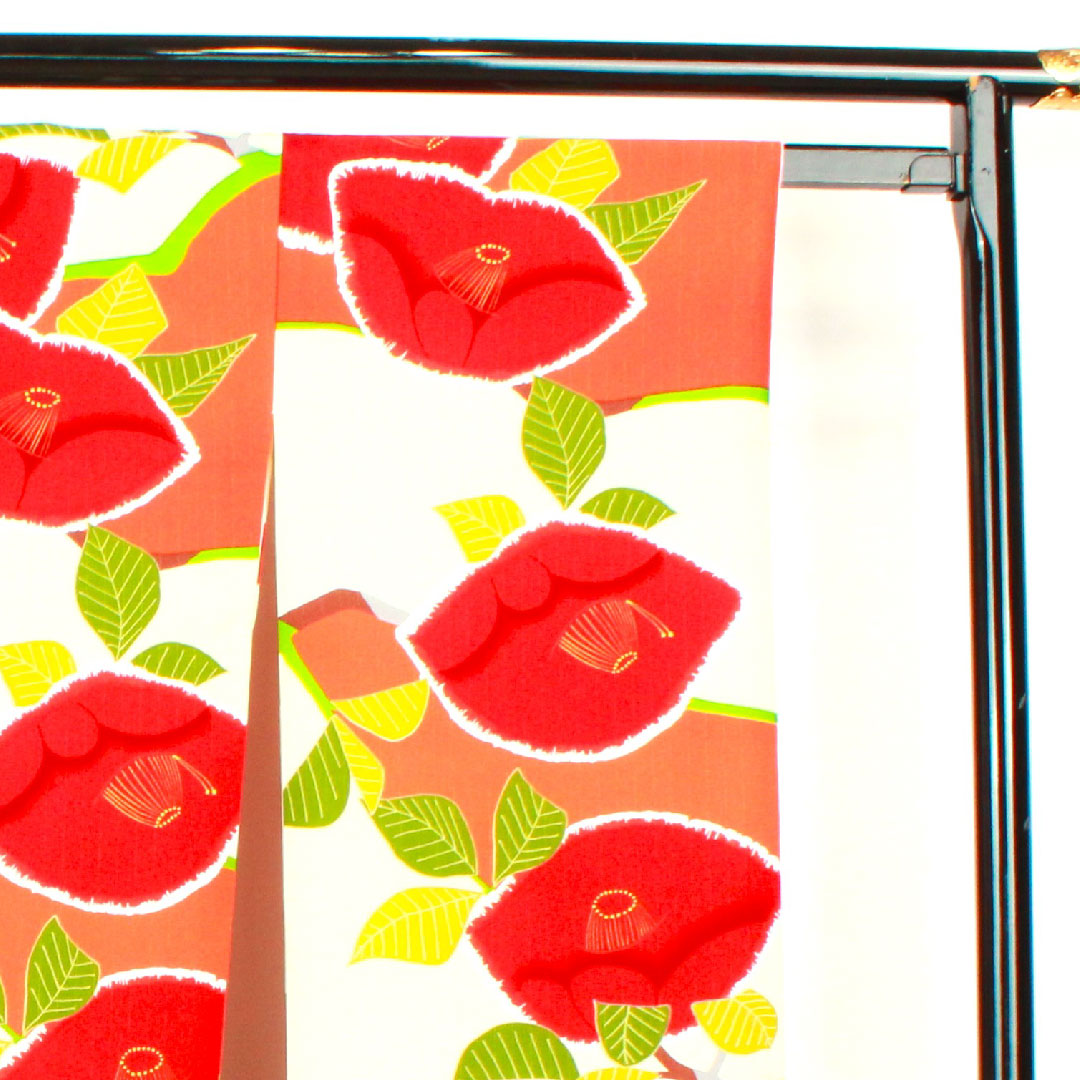 振袖 身丈170cm 裄丈65.5cm 袷 生成り色 洗える着物 椿 ポリ Aランク 白系 1113001413611