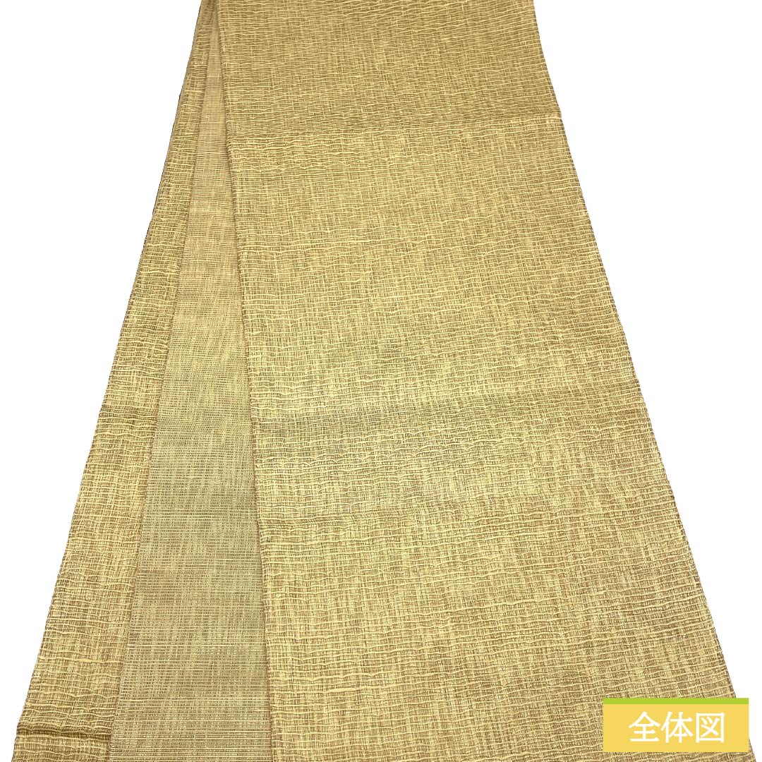 袋帯 正絹 Sランク 枯野色(かれのいろ) 夏帯 抽象模様 帯丈440cm ポイント柄 カジュアル 黄系 1123018342323
