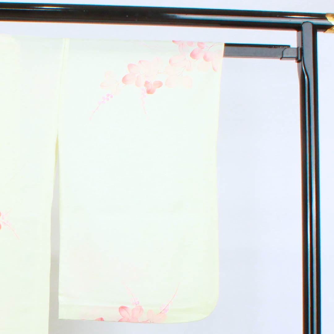 夏物 正絹 小紋 身丈157.5cm 裄丈64.5cm 白百合色(しらゆりいろ)萩 絽 Bランク クリーム系 1132000044315