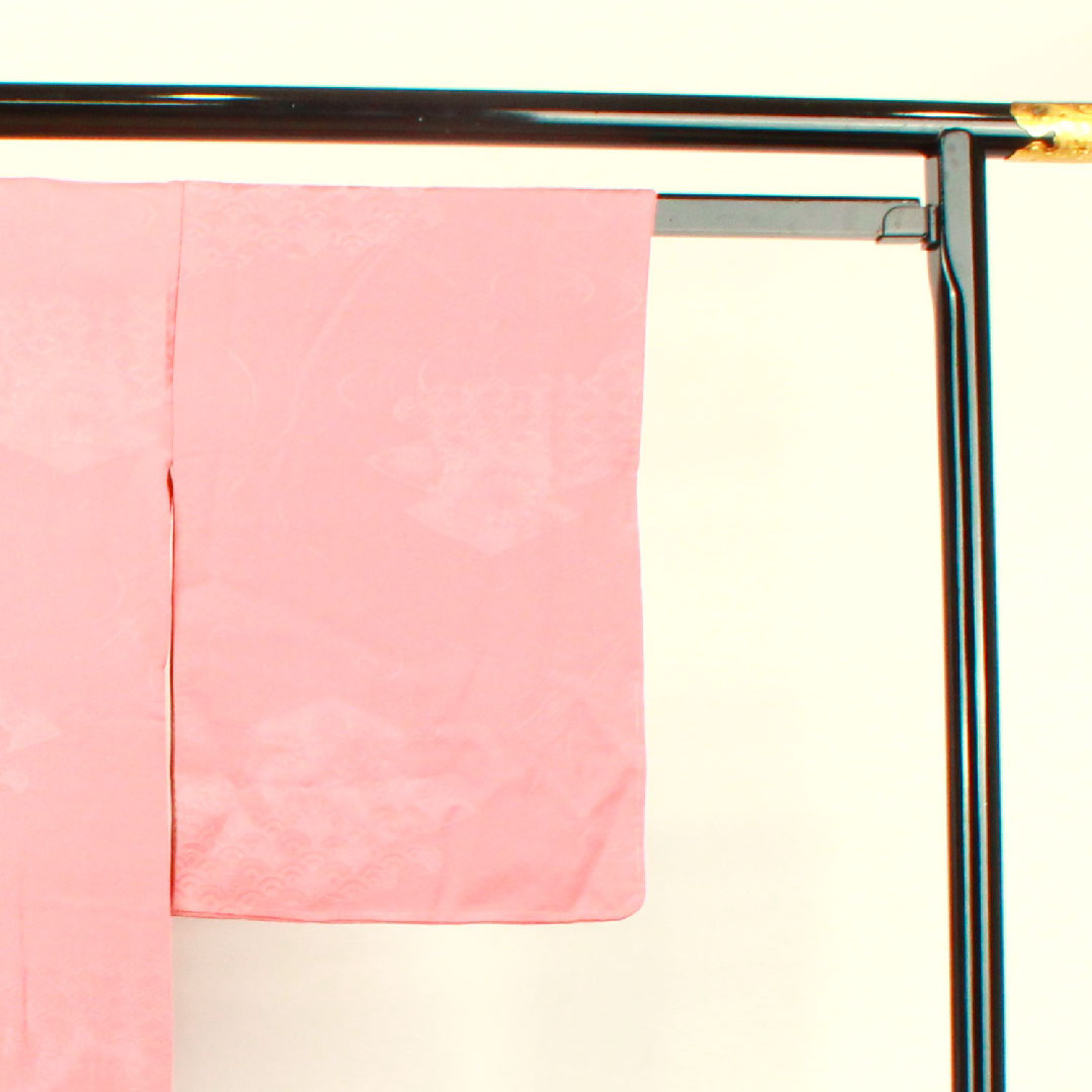 色無地 長春色 吉祥文様 身丈160cm 裄丈63.5cm 袷 正絹 Sランク ピンク系 1114000612413