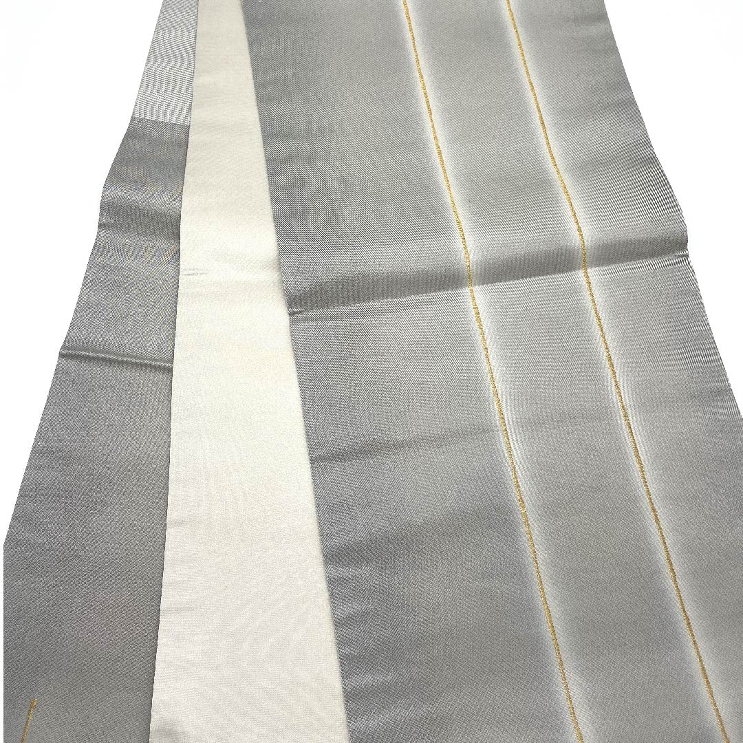 袋帯 薄鼠色(うすねずいろ) 幾何学模様 加納幸 帯丈432cm 正絹 Aランク ポイント柄 フォーマル グレー系 1123006803322