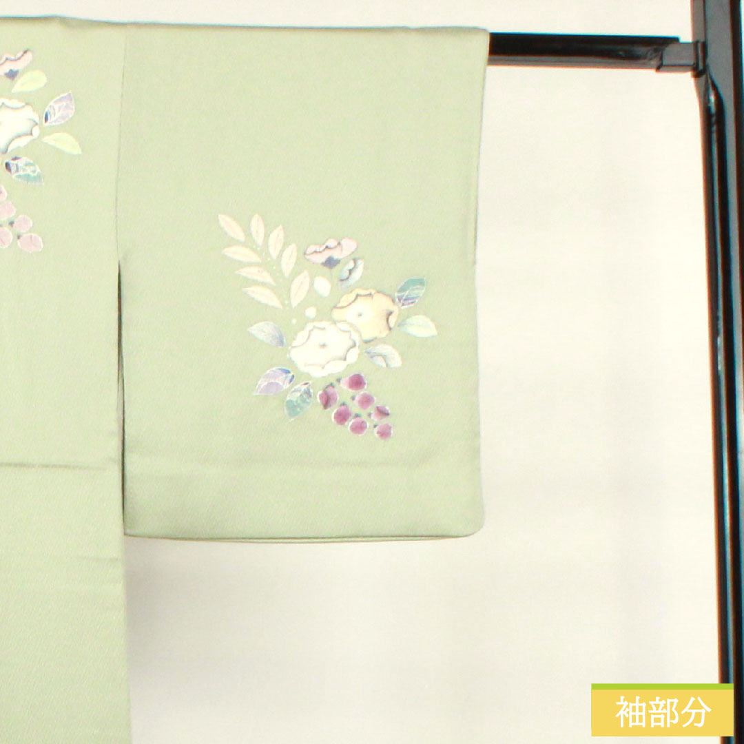 訪問着 正絹 袷 身丈158.5cm 裄丈62.5cm 薄緑色 桐屋翠山工房謹製 辻ヶ花 Aランク 緑系 1112003603319