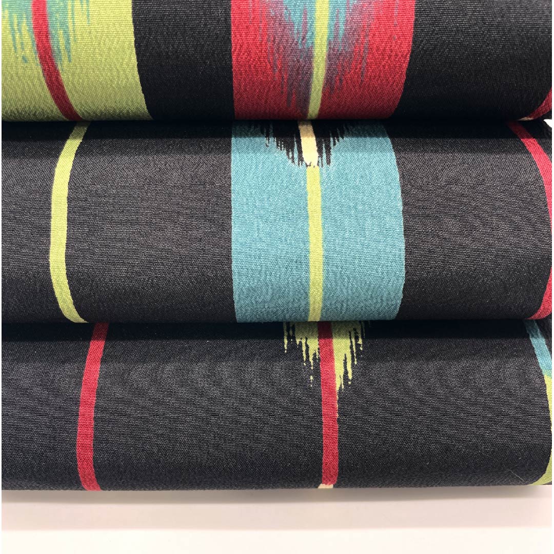 半幅帯 ポリエステル 帯丈392cm 黒色(くろいろ) 矢絣 矢羽根 リバーシブル 古典柄 黒系 Sランク 1125001452310