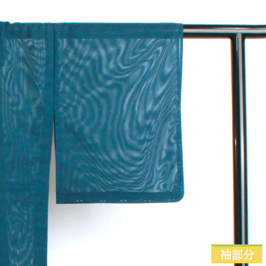 夏物 ポリエステル 色無地 Sランク 身丈161cm 裄丈64cm 深藍色(ふかあいいろ) 洗える着物 絽 青系 1132002882417