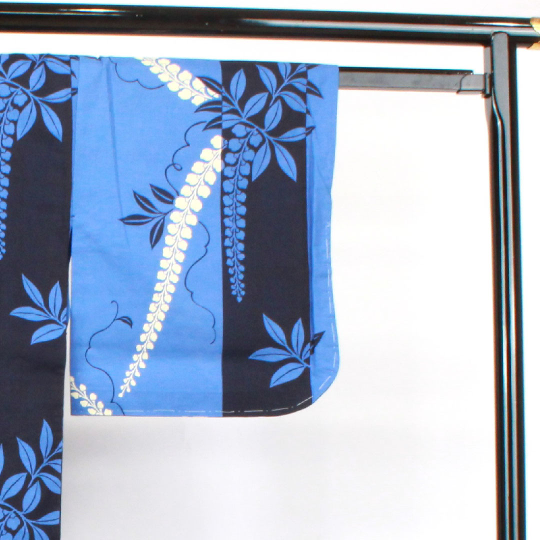 浴衣 しつけ糸付き 未使用品 鈴蘭 木綿 Sランク 単衣 身丈158.5cm 裄丈65cm グラデーション系 1118002912399