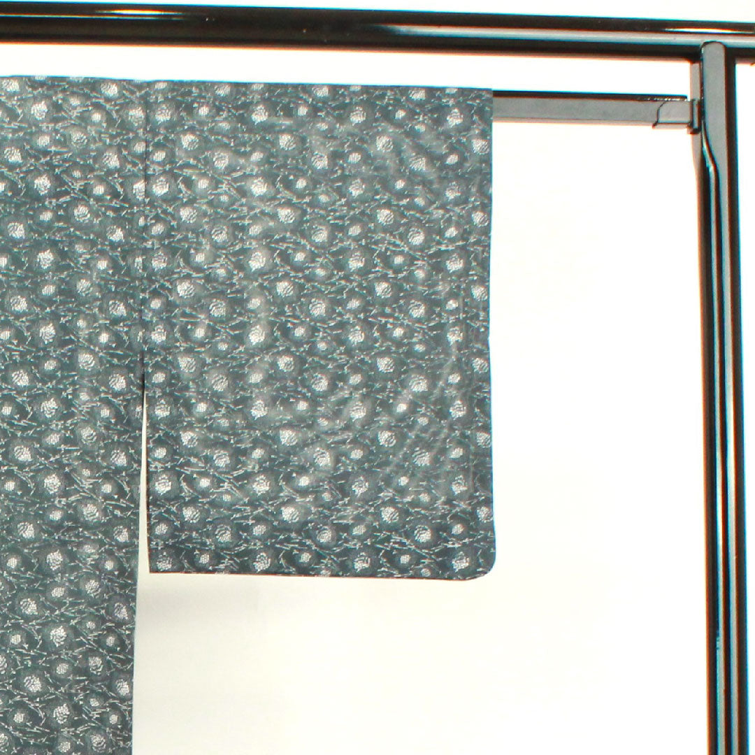 夏物 ポリエステル 小紋 身丈162.5cm 裄丈62.5cm 鉄鼠色(てつねずいろ) 抽象模様 洗える着物 絽 Sランク 黒系 1132000542410