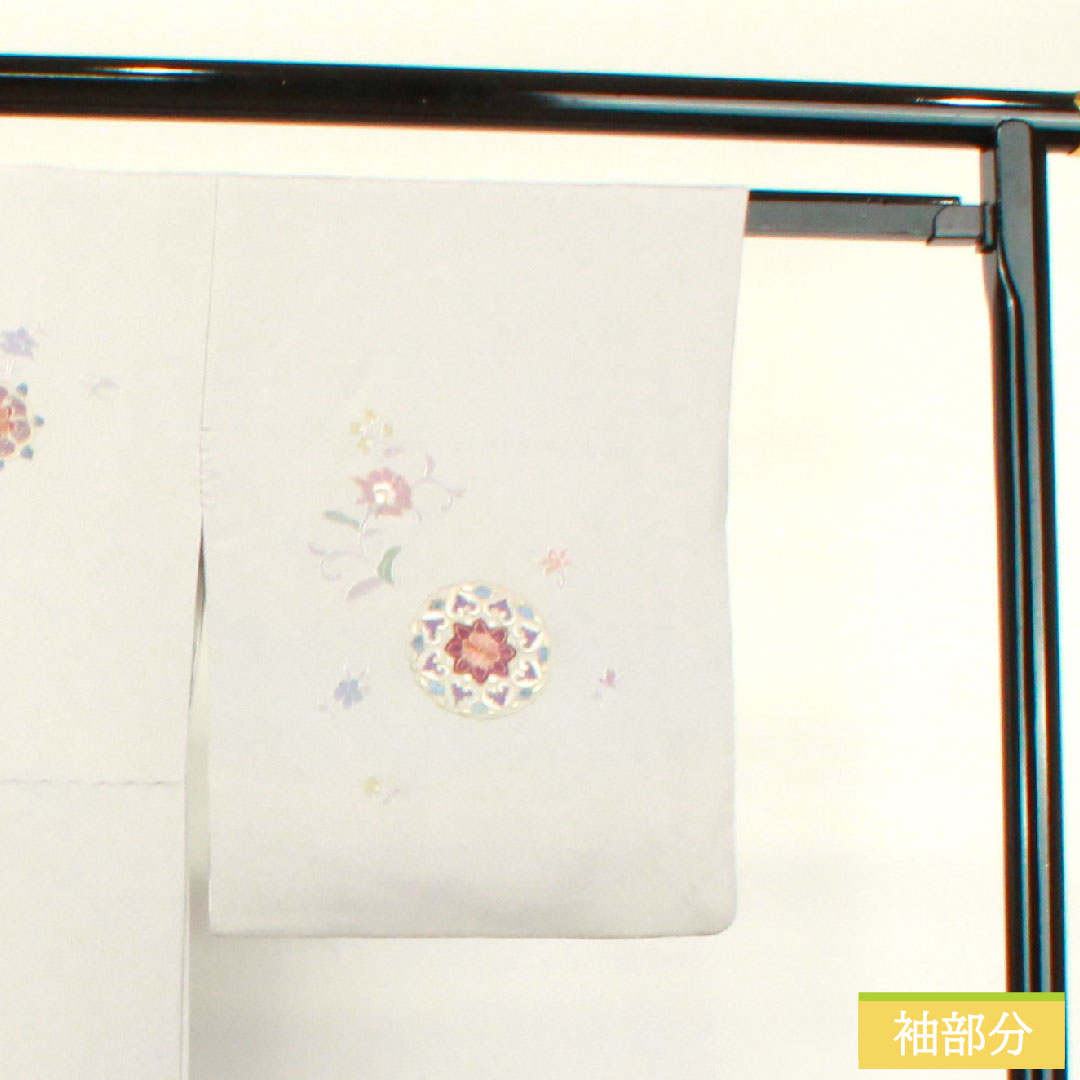 訪問着 正絹 袷 身丈161.5cm 裄丈65cm 銀灰色 蘇州刺繡 汕頭刺繡 作家物 Sランク グレー系 1112003342422