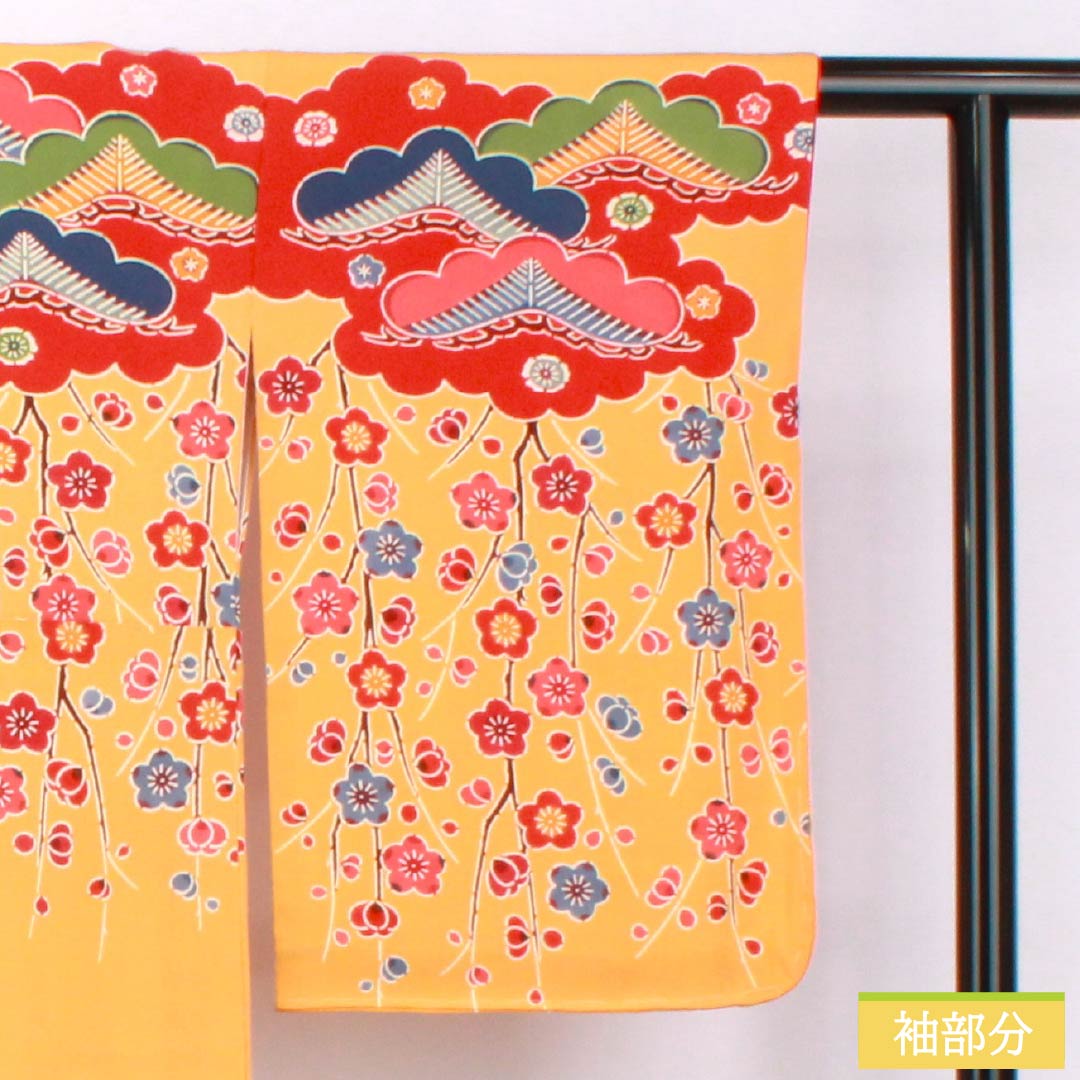 訪問着 正絹 Sランク 袷 身丈167cm 裄丈65.5cm 蜜柑色(みかんいろ) 京紅型 吉祥文様 橙系 1112006432526