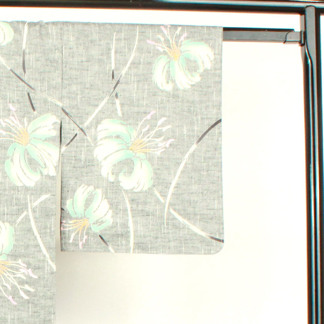 浴衣 竺仙 しつけ糸付き 未使用品 錫色 百合 木綿 Sランク 単衣 身丈160cm 裄丈65.5cm グレー系 1118003362422