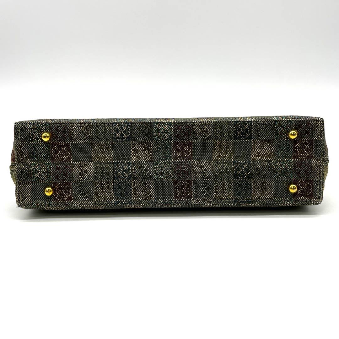 和装バック フォーマル 鈍色(にびいろ) 留袖用 市松模様 古典柄 緑系 Sランク 113900057219