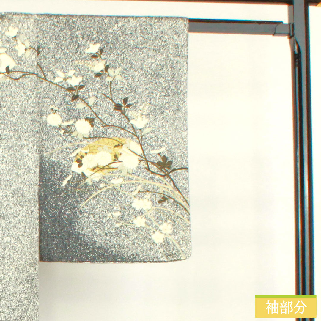 訪問着 袷 身丈160cm 裄丈62cm タタキ染 京友禅 吉祥文様 正絹 Sランク 黒系 1112003952410