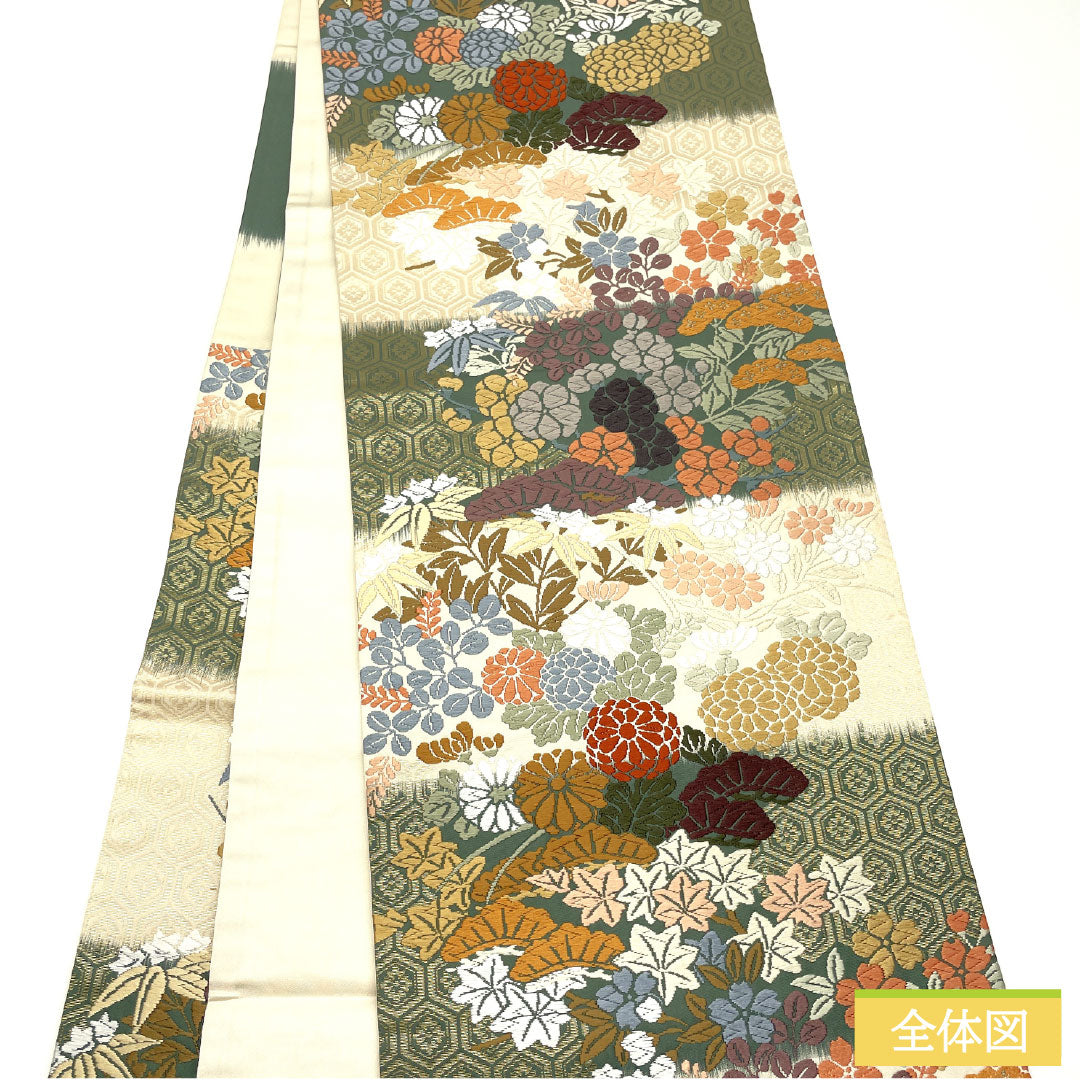 袋帯 正絹 Sランク 唐織 西陣織 吉祥文様 帯丈424cm 六通 フォーマル グラデーション系 1123017082399