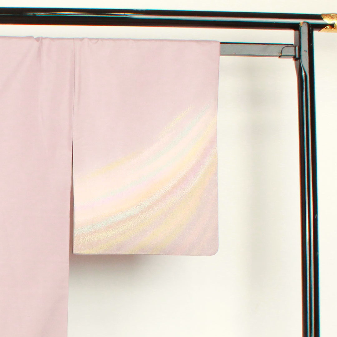 訪問着 袷 身丈153cm 裄丈63cm 葡萄色 牛首紬 白山工房 おぼろ染 正絹 Aランク 紫系 1112001813220