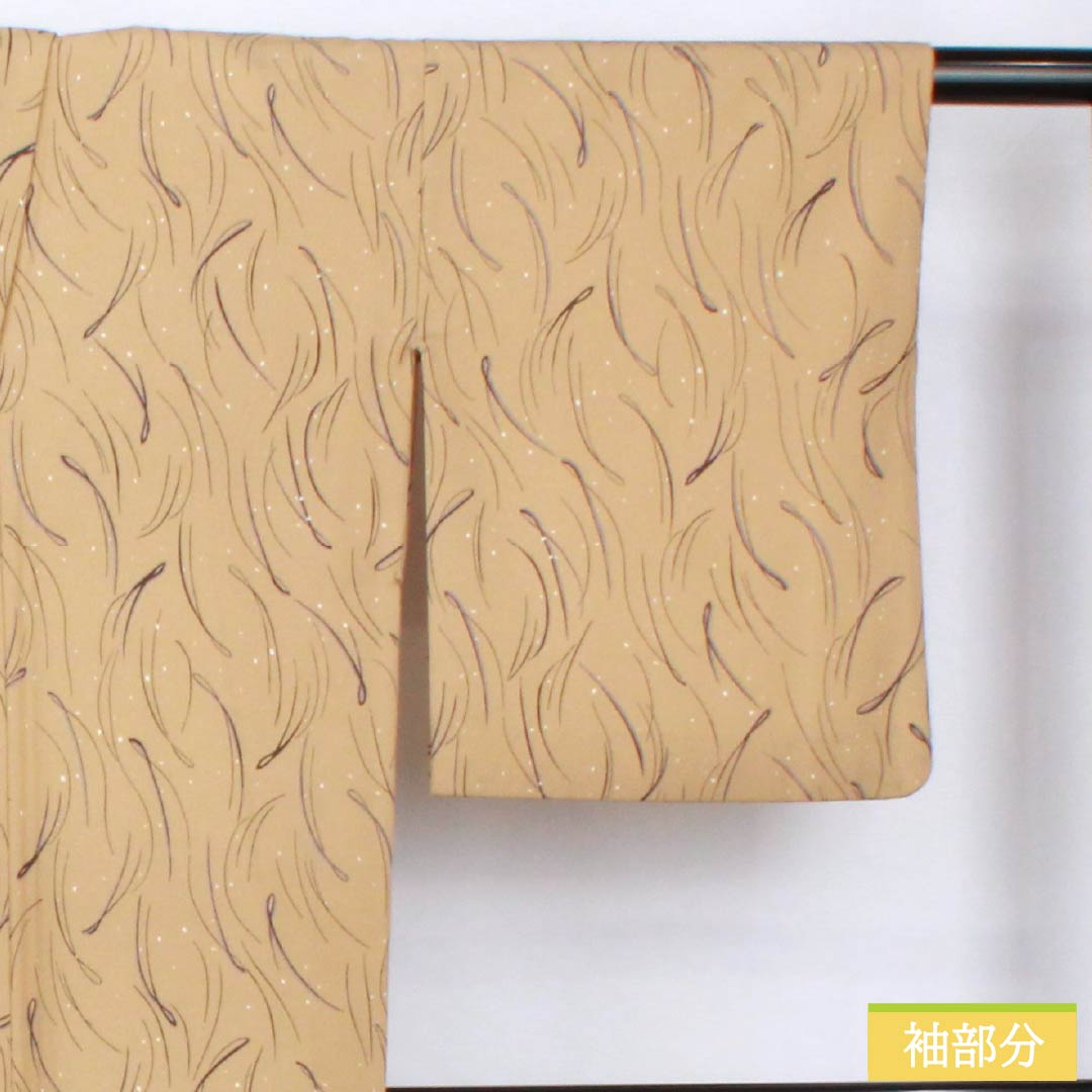 小紋 ポリエステル 身丈163.5cm 裄丈63.5cm 袷 胡桃色(くるみいろ) 抽象柄 Sランク ベージュ系 1115005632425