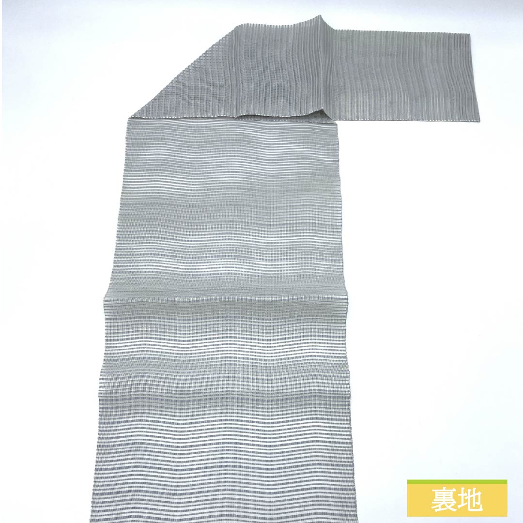 名古屋帯 正絹 空鼠色(そらねずいろ) 夏帯 野菜 帯丈373cm Bランク ポイント柄 カジュアル 青系 1124007964317 松葉仕立て