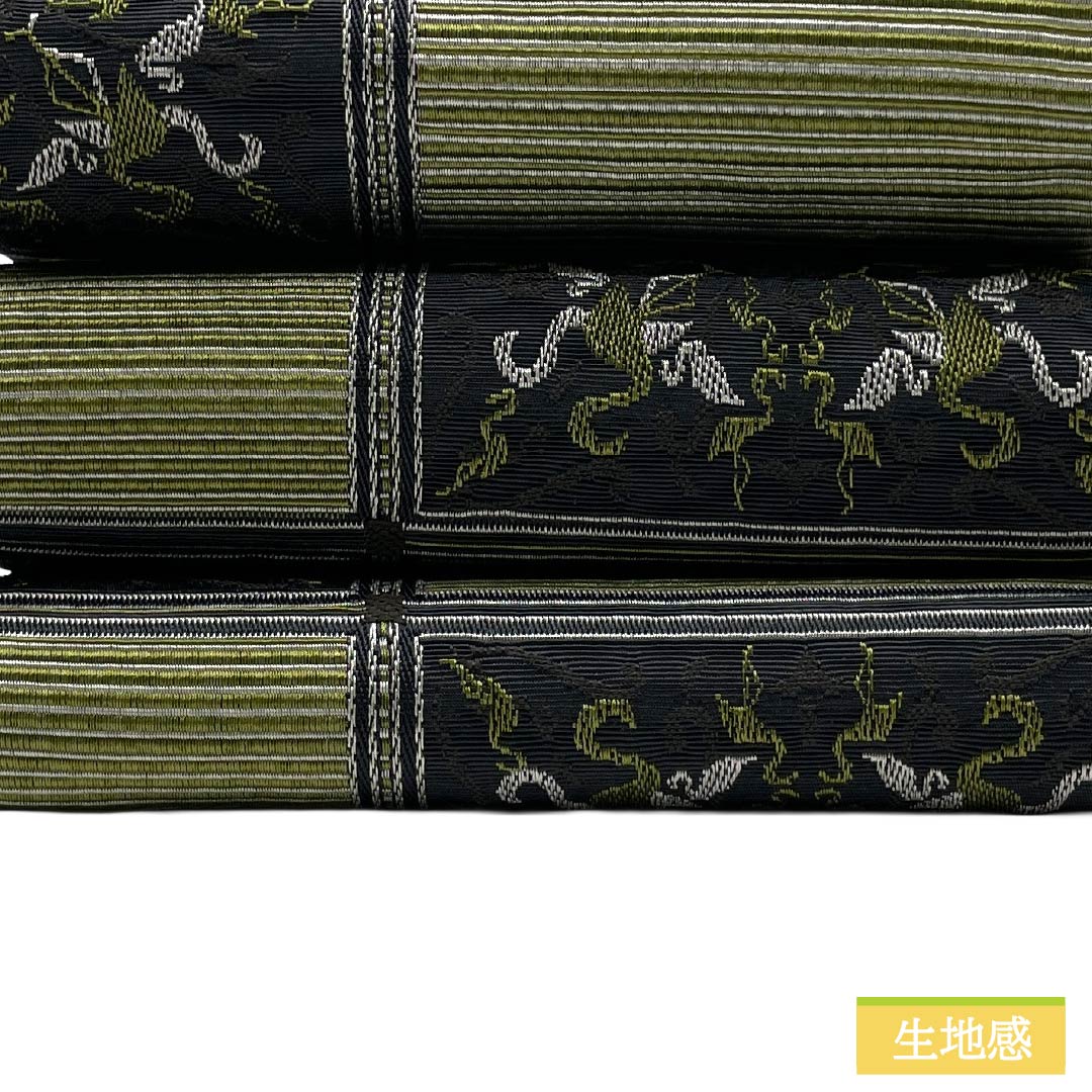 (新品)半幅帯 ポリエステル NEWランク 黒色(くろいろ) 素鼠色(すねずいろ) 抽象模様 市松 動物柄 リバーシブル 帯丈399cm 黒系 1125006211310