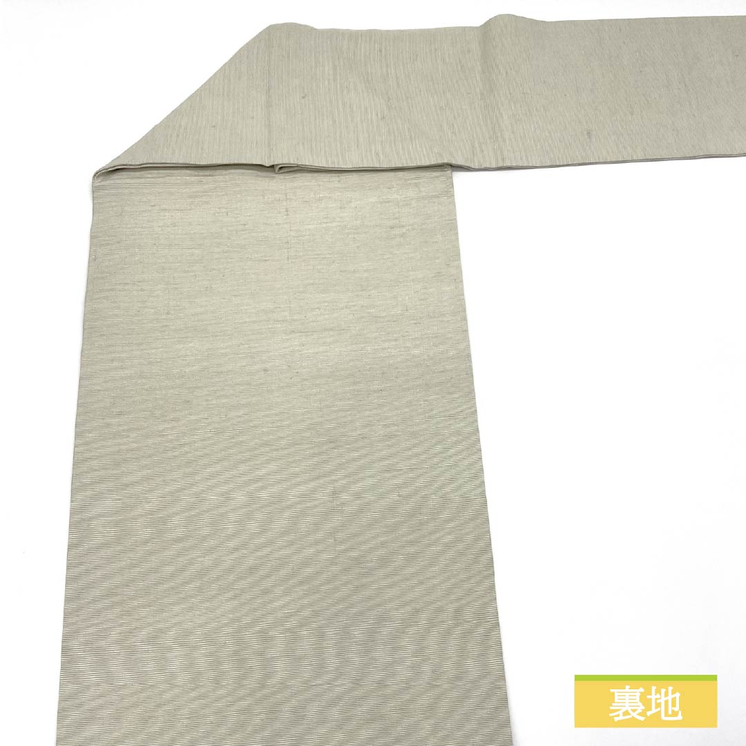 名古屋帯 絹鼠色(きぬねずいろ) 染め帯 丸に花 帯丈369cm 正絹 Sランク ポイント柄 セミフォーマル グレー系 1124007102322 名古屋仕立て