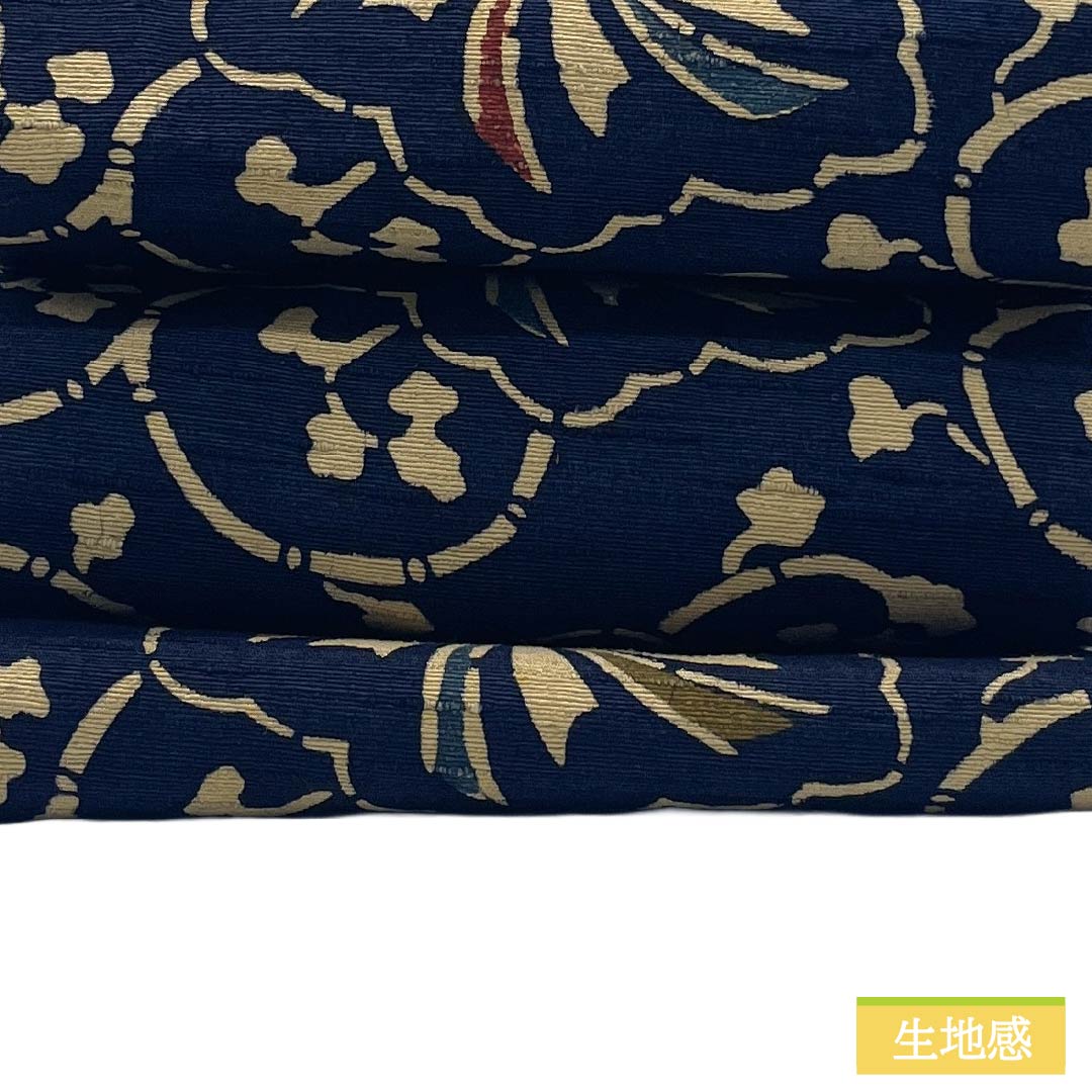 半幅帯 正絹 Sランク 紺色(こんいろ) 幾何学模様 リバーシブル 帯丈362cm 紺系 1125003862318