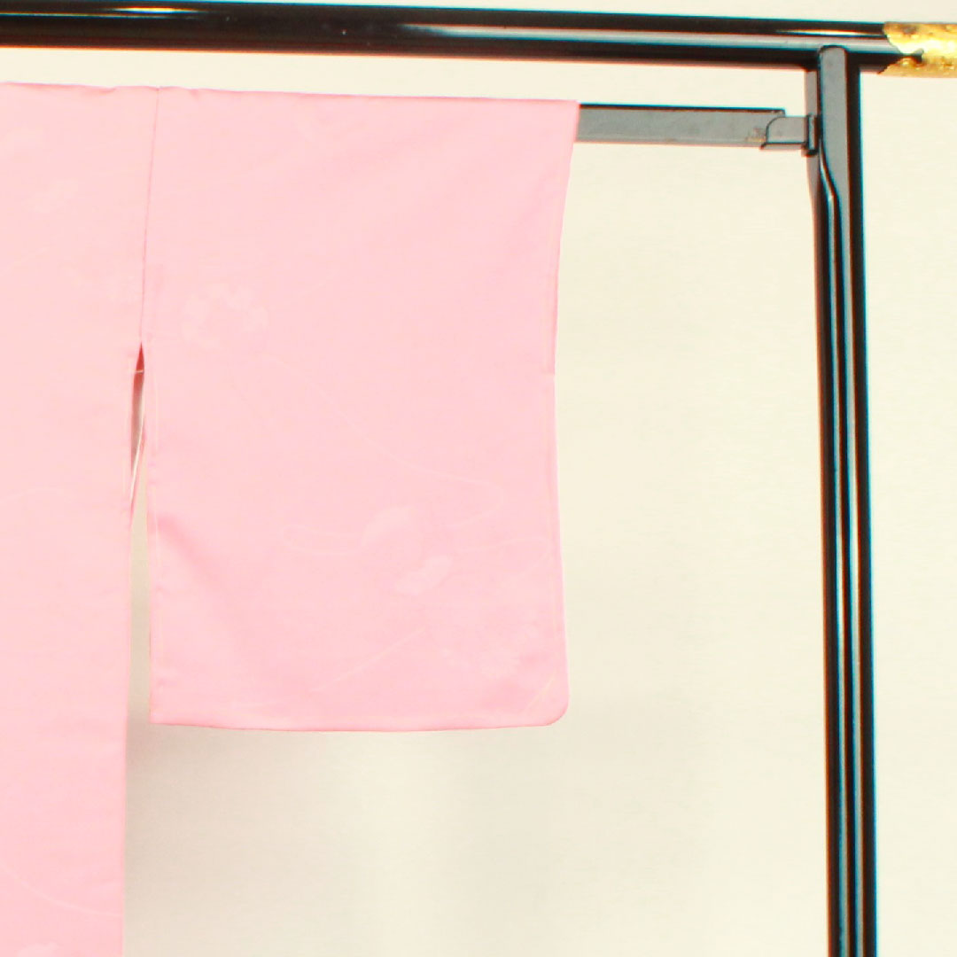 色無地 ポリエステル 長春色 洗える着物 身丈158cm 裄丈65cm 袷 Sランク ピンク系 1114000802313