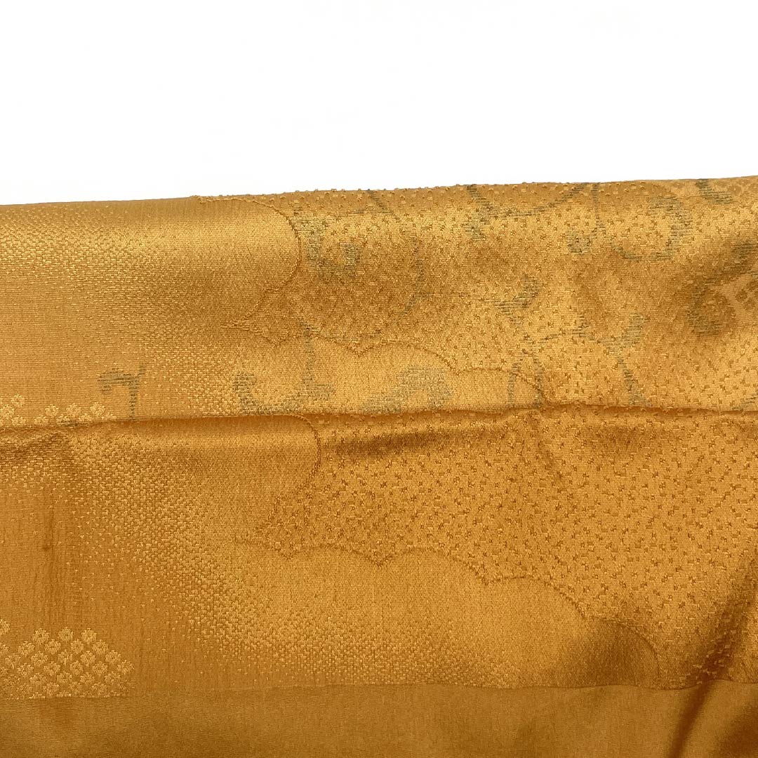 (新古品) 帯締め・帯揚げセット 正絹 Sランク 淡黄蘗色(うすきはだいろ) 玉蜀黍色(とうもろこしいろ) 唐草模様 雲取り 長さ約160cm 幅約1.5cm セミフォーマル 黄系 1141000192323