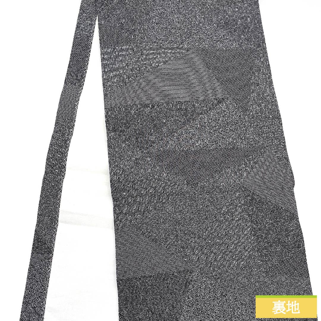 Nagoya obi, black, Edo komon pattern, cut-inlay style, gourd, cloud pattern, obi length 424cm, pure silk, S rank, point pattern, casual, black, 1124005742310, open style