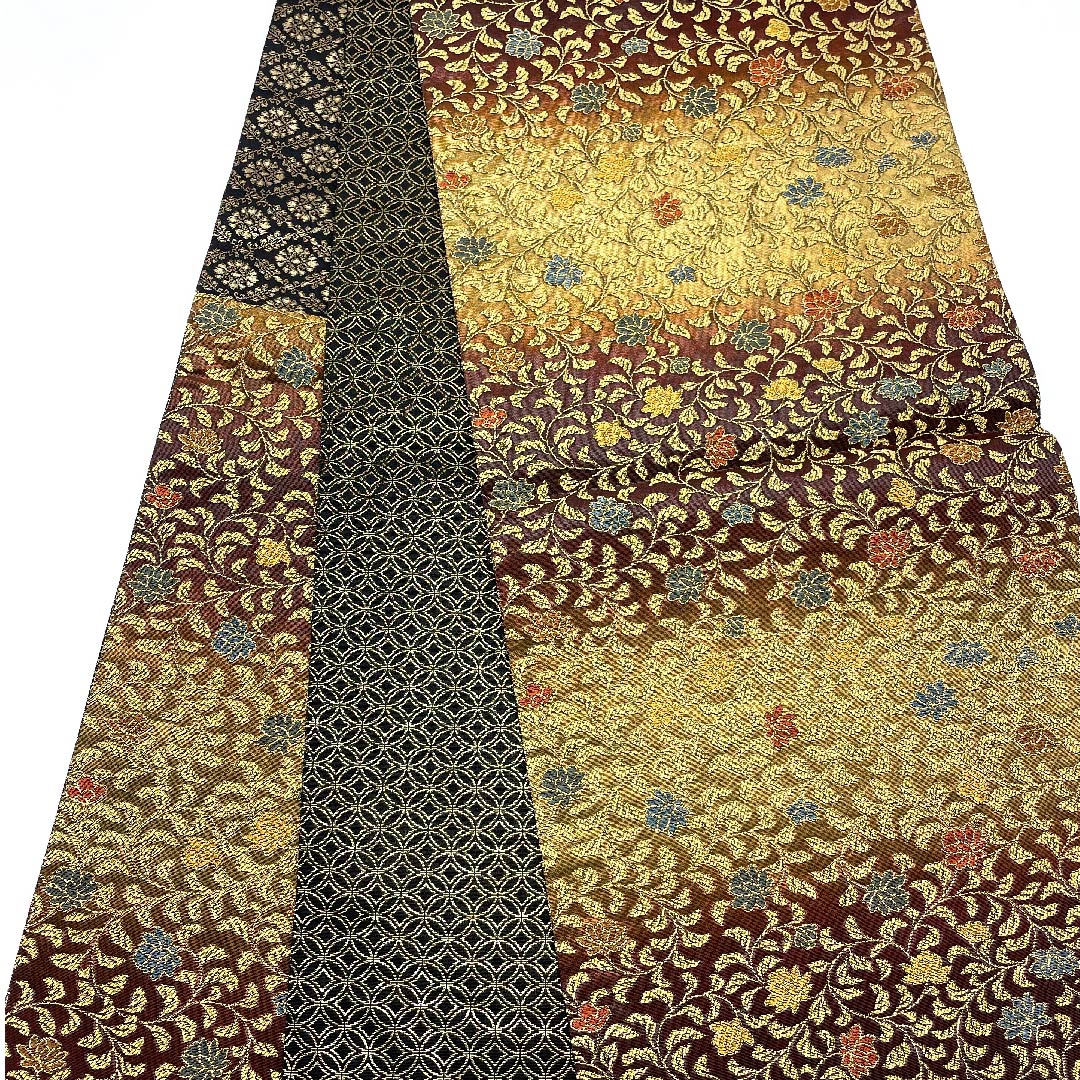 袋帯 御寮織 花唐草 紋屋井関 帯丈448cm 正絹 Sランク 六通 セミフォーマル 金系 1123006772321