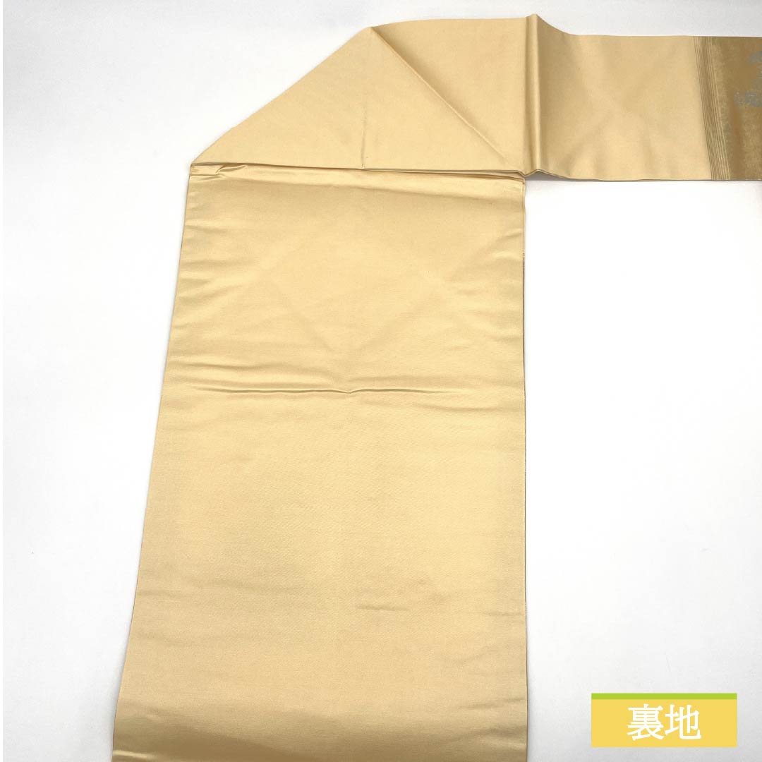 名古屋帯 刺繍 菊 桜 梅 帯丈360cm 正絹 Sランク ポイント柄 セミフォーマル 金系 1124008532321 名古屋仕立て