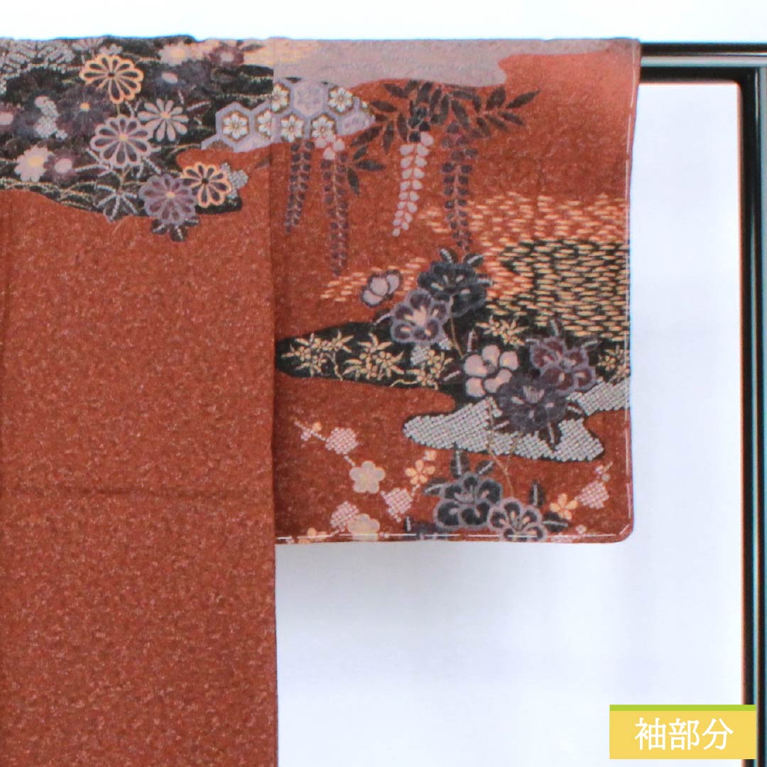 Hōmongi (silk, S rank, lined, length 153cm,裄丈63cm) - Kishizumiiro, Shuan-iro, Kyo-Yuzen, Shibori, Gin-Tōshi, classic pattern, multi-color. Product number: 1112007702228