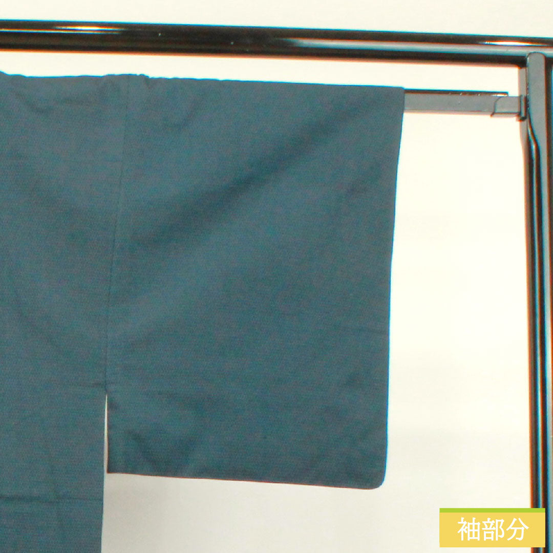 男物 ウール 身丈147.5cm 裄丈67cm 紺藍色 亀甲模様 Sランク 袷 紺系 1119000672418