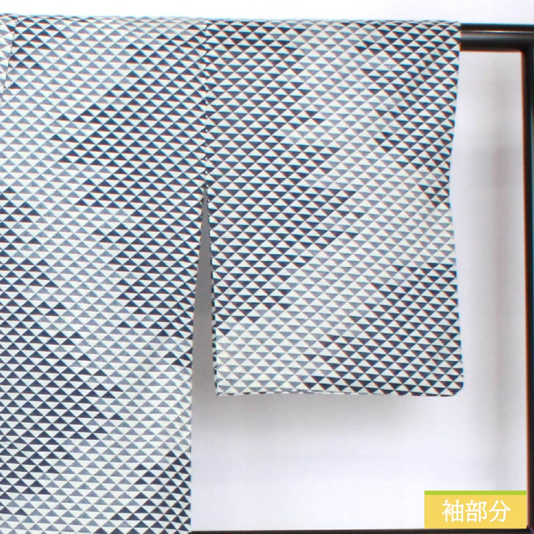 夏物 ポリエステル 小紋 身丈159cm 裄丈65.5cm 鱗 洗える着物 絽 Sランク 白系 1132002302311