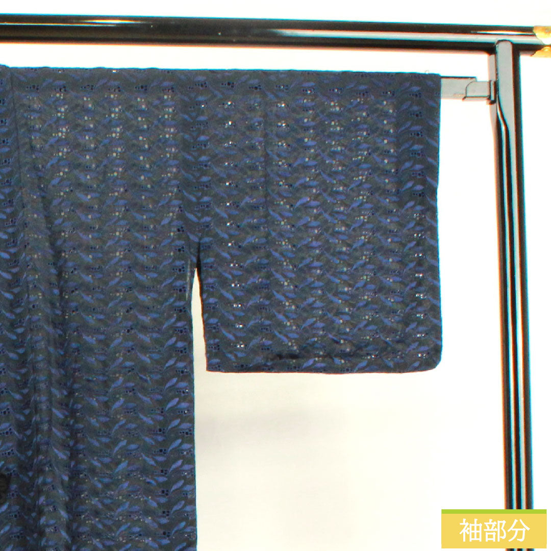 道中着 ポリエステル 身丈77.5cm 裄丈63.5cm 幾何学模様 スリーシーズン Sランク 単衣 黒系 1117000602910