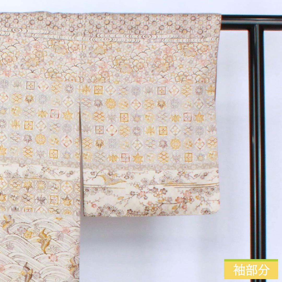 訪問着 正絹 Sランク 袷 身丈156cm 裄丈64.5cm 薄墨色(うすずみいろ) 絹鼠色(きぬねずいろ) 京紅型 花織 グレー系 1112006602322